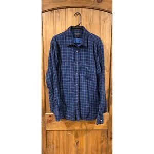 Banana Republic Button Up Shirt Mens XL Blue Check Long Sleeve Untucked Slim Fit
